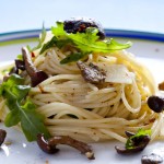Espaguetis con setas, rúcula y parmesano 2